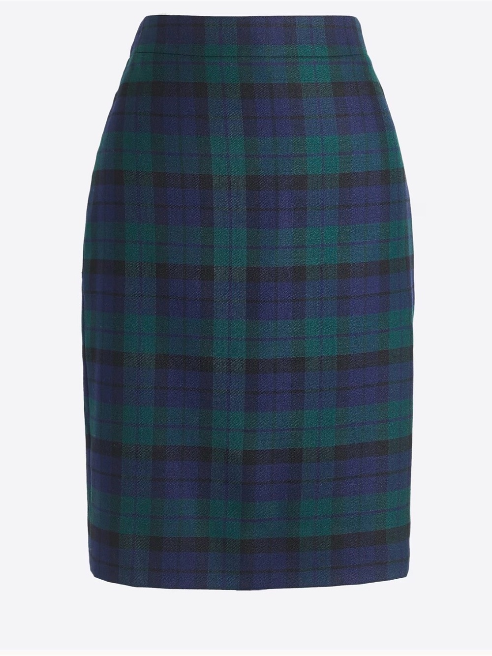 J. Crew Pencil Skirt Wool Green/Blue Plaid Zipper Back Lined Size 12